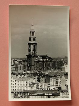 Ansichtskarte AK Hamburg 1940-1950er Jahre Kirche Stadt ausgebombte Häuser Ruinen Hochbahn Architektur Ortsansicht